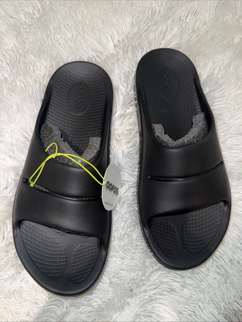 OOFOS Black Slide Sandal